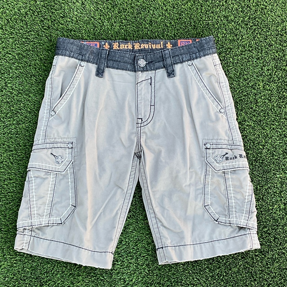Rock Revival Light Gray Cargo Shorts